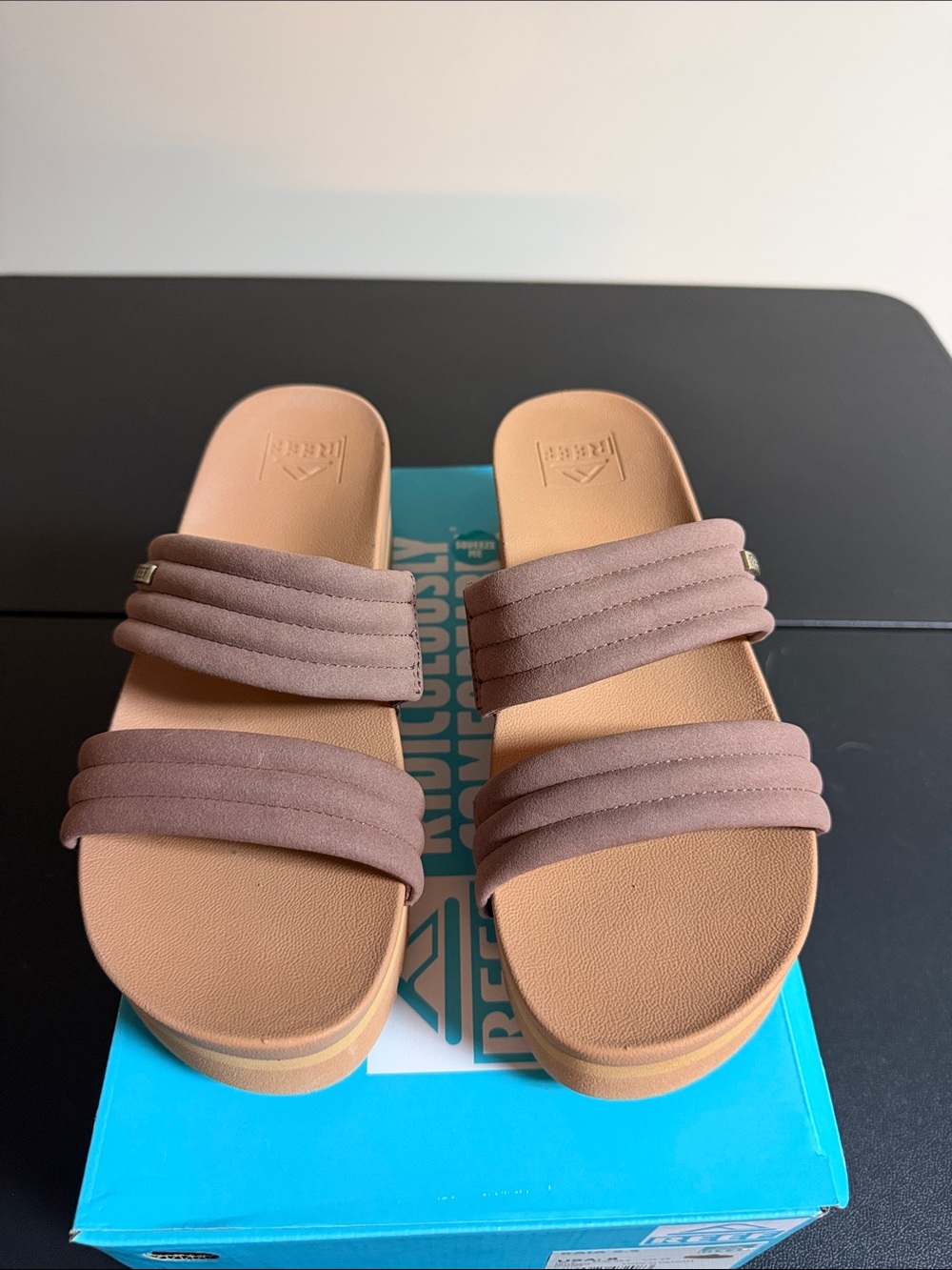 Reef Women's Taupe Double-Strap Slide Sandals